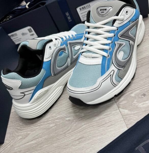 DIOR B30 Sneaker Light Blue Mesh and Blue, Gray and White Technical Fabric