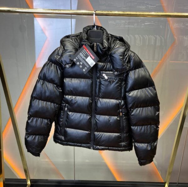 prada hooded puffer jacket