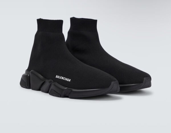 BALENCIAGA Speed Stretch-Knit Slip-On Sneakers Full black