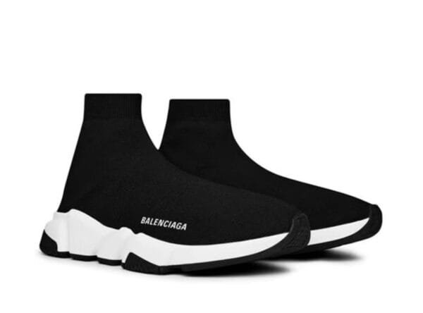 BALENCIAGA Speed Stretch-Knit Slip-On Sneakers black/white