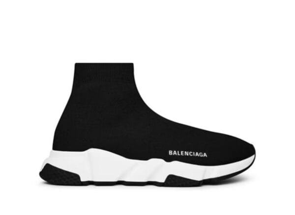 BALENCIAGA Speed Stretch-Knit Slip-On Sneakers black/white - Image 2